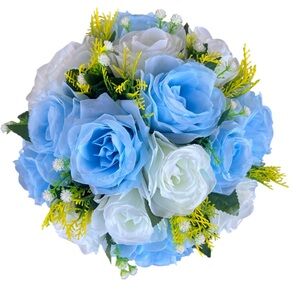 Bouquet Wedding Centerpiece Artifical Silk Floral Ball Circular Decoration Blue